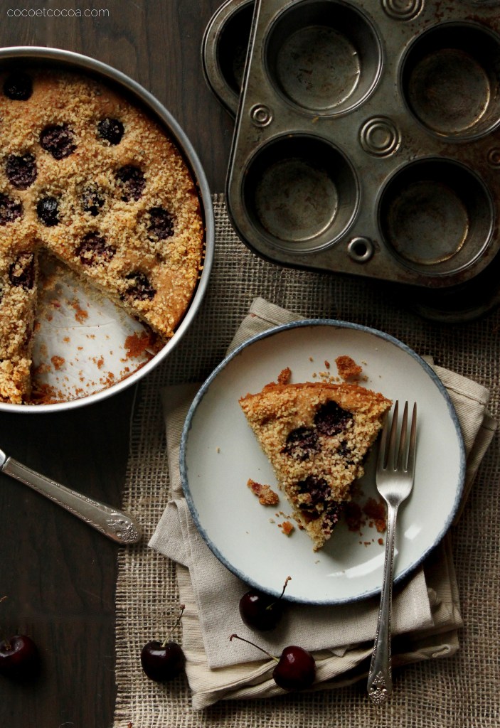 Cherry Almond Crumb Cake