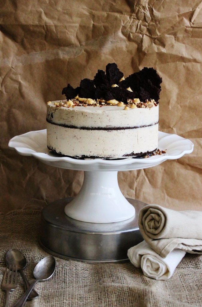 Buckwheat Chocolate Cake with Chestnut Buttercream, Beurre Brulee, and Salted Pecans