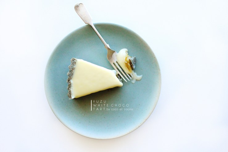 Yuzu White Chocolate Tart with Black Sesame Shortbread