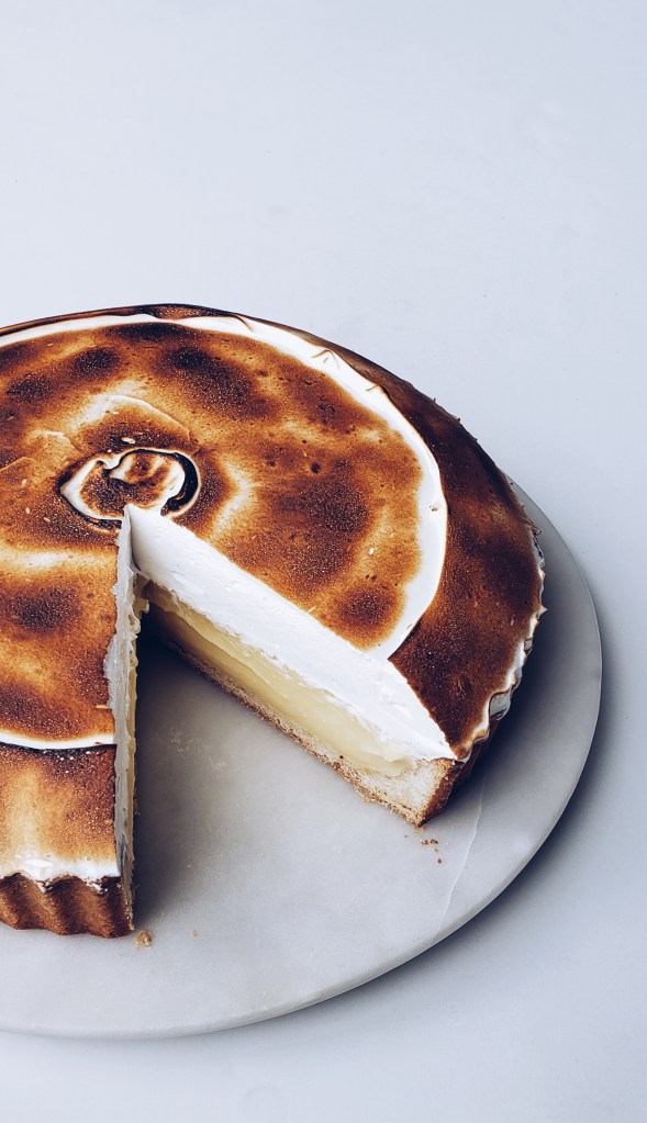 Lemon Tart with Almond Pâte Sablée and Toasted Vanilla Bean Swiss Meringue